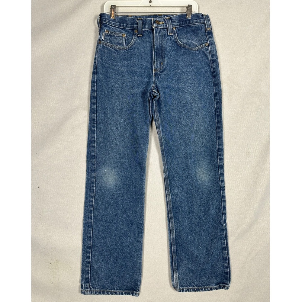 Carhartt Jeans Mens 32x30 Blue Straight Leg Rugged Workwear Distressed Denim EUC